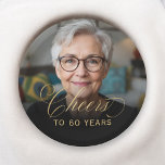 60th Birthday Party Photo Gold Script Cheers  Paper Plate<br><div class="desc">Celebrate a milestone in style with these 60th birthday party photo gold script "Cheers" paper plates. Featuring a personalised photo and elegant gold script design, these plates are the perfect touch for your special celebration. Whether you're serving appetizers or cake, these plates add a sophisticated and festive flair to your...</div>