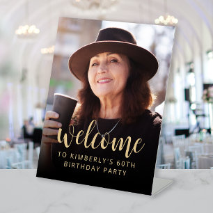 60th Birthday Party Photo Welcome Pedestal Sign