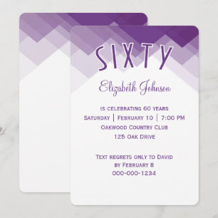 60th Birthday Party Purple and White Border Invitation