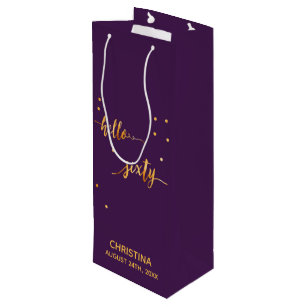 60th birthday party purple gold wine gift bag