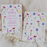 60th Birthday Party Purple Wildflower Meadow Invitation<br><div class="desc">Colourful spring wildflowers surround your birthday party details. Modern,  trendy and feminine.</div>