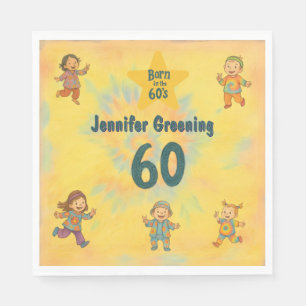 60th birthday party Retro born in the 60's Hippy Napkin