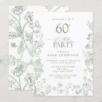 60th Birthday Party Sage Green Victorian Floral