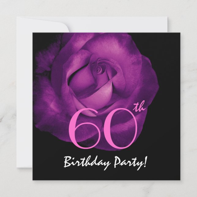 60th Birthday Party Template Elegant Rose (Front)