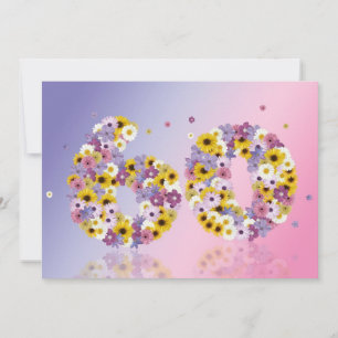 60th Birthday party, with flowered letters Invitation
