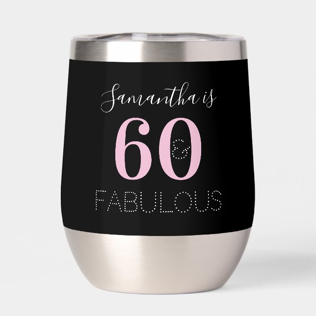 60th Birthday Personalised Black Pink (Back)