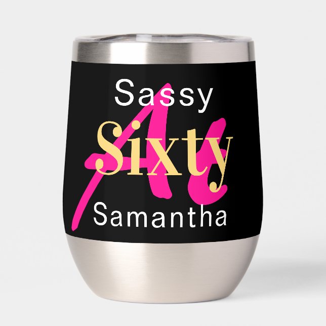 60th Birthday Personalised Hot Pink Black (Back)