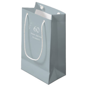 60th Birthday Personalised Light Blue Small Gift Bag