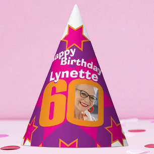 60th birthday personalised photo star name hat