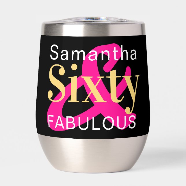 60th Birthday Personalised Sixty Fabulous Hot Pink (Front)
