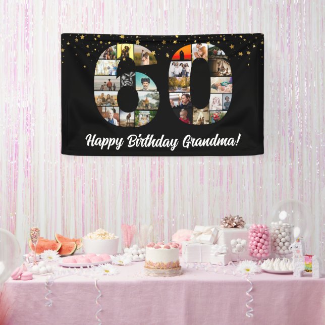 60th Birthday Photo Collage Banner for Grandparent (Party)