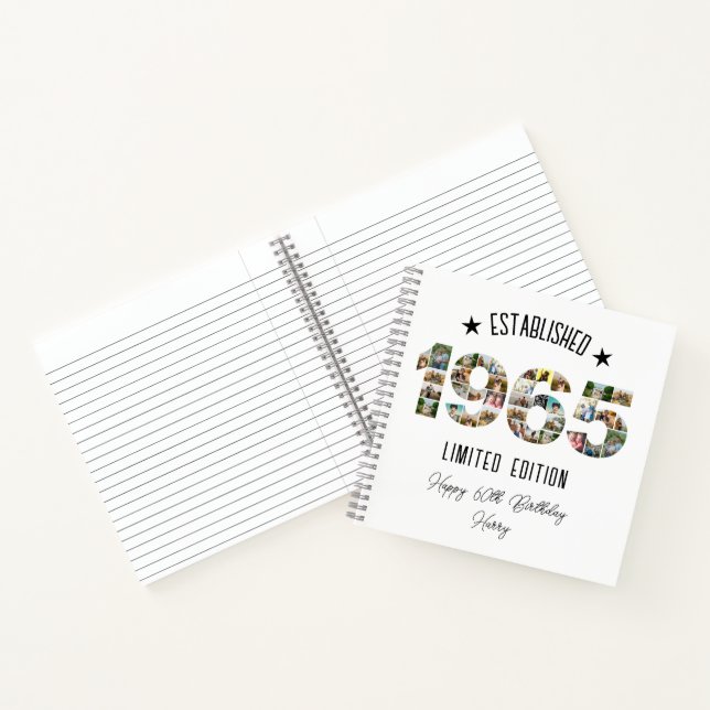 60th Birthday Photo Collage Established 1965 Notebook (Inside)