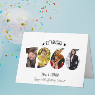 60th birthday Photo Collage established 1966 Thank You Card