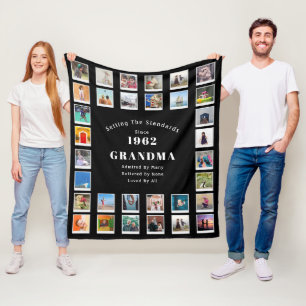 60th Birthday Photo Collage Grandma Fleece Blanket