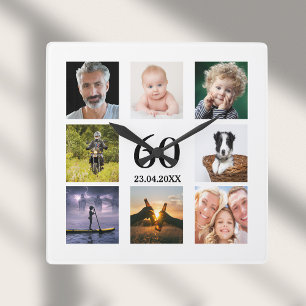 60th birthday photo collage guy square wall clock
