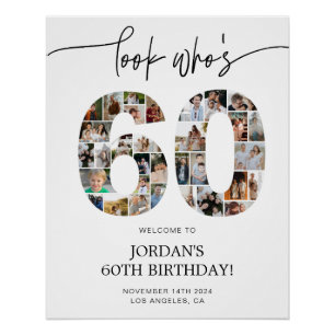 60th Birthday Photo Collage Welcome Poster