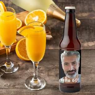 60th birthday photo hello 60 guys men beer bottle label