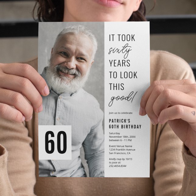 60th Birthday Photo Party Invitation (Creator Uploaded)