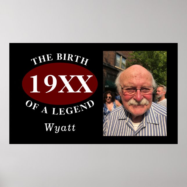 60th Birthday Photo Template Birth Of A Legend Poster (Front)