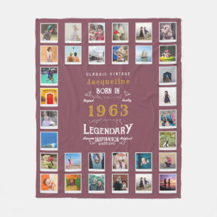 60th Birthday Photo Template Mother Grandmother Fl Fleece Blanket