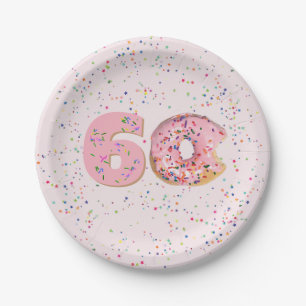 60th Birthday Pink Doughnut Paper Plate
