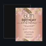 60th Birthday Pink Glitter Party Budget Invitation<br><div class="desc">Faux pink glitter paint stripe. All text is adjustable and easy to change for your own party needs. Great elegant 60th birthday template design.</div>