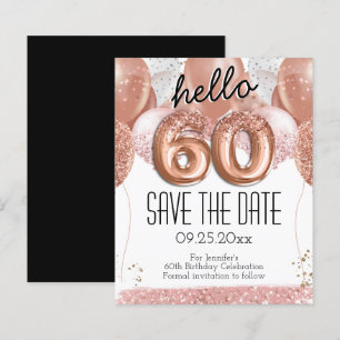 60th Birthday Pink Glitter Save the Date