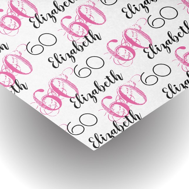 60th birthday Pink Stylish Custom Tissue Paper (Creator Uploaded)