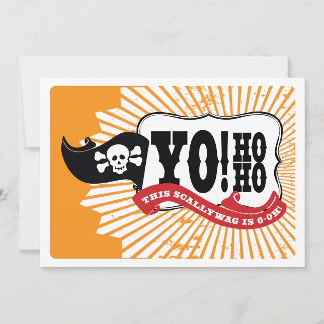60th Birthday Pirate Party Invitations - Yo Ho Ho (Front)