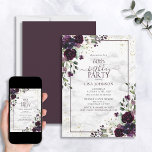 60th Birthday Plum Purple Gold Watercolor Marble Invitation<br><div class="desc">Celebrate your 60th birthday in style with this beautiful 60th Birthday Plum Purple Gold Watercolor Marble Invitation! Featuring elegant plum purple and eucalyptus floral botanical elements, faux gold dust corner elements, and a plum purple frame against a unique faux carrera marble background, this invitation is sure to dazzle your guests....</div>