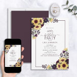 60th Birthday Plum Purple Sunflower Watercolor Invitation<br><div class="desc">Celebrate your 60th birthday in style with this beautiful 60th Birthday Plum Purple Sunflower Watercolor Invitation! Featuring elegant plum purple floral botanicals and sunflower elements, and a plum purple frame, this invitation is sure to dazzle your guests. Plus, you can personalise the party details using modern hand lettered calligraphy on...</div>