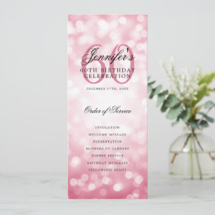 60th Birthday Program Blush Pink Bokeh Thank You Invitation