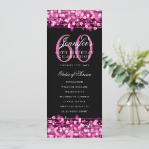 60th Birthday Program Hot Pink Menu+Thank You Invitation