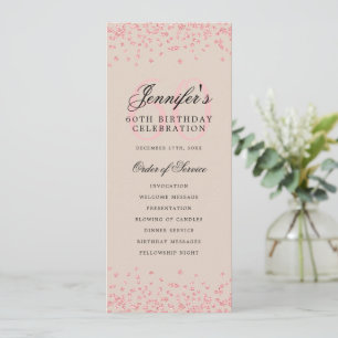 60th Birthday Program Menu Thanks Rose Gold Beige Invitation