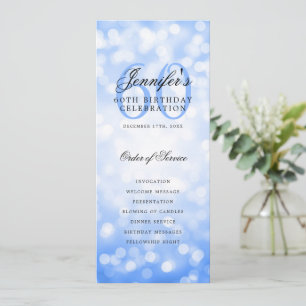 60th Birthday Program Navy Blue Bokeh Thank You Invitation