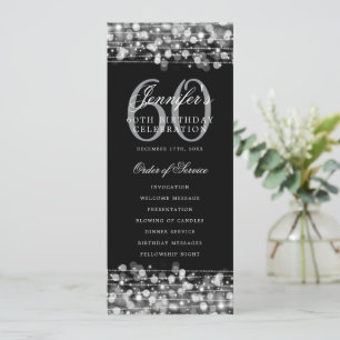 60th Birthday Program Silver Menu+Thank You Invitation