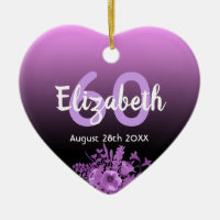 60th birthday purple black floral name