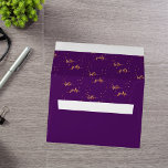 60th birthday purple gold hello 60 typography envelope<br><div class="desc">Outside: purple background colour. Back: template for a name and address. Golden text. Inside: Purple background and faux gold text written with a trendy hand-lettered style script: hello sixty. With golden dots as decor. A simple and trendy envelope for your 60th birthday party invitations, save the dates or thank you...</div>