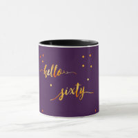 60th birthday purple gold hello 60 typography