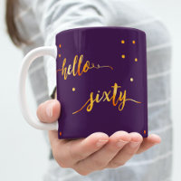60th birthday purple gold typography script