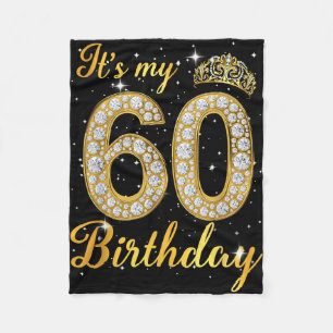 60th birthday queen diamond crown 60 year old fleece blanket