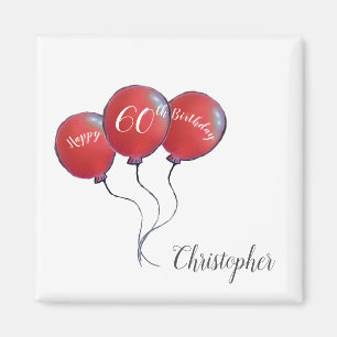 60th Birthday red balloon magnet