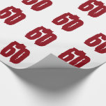60th Birthday, red text on white. Wrapping Paper<br><div class="desc">White background with red text,  for anyone turning 60.</div>
