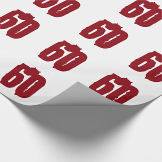 60th Birthday, red text on white. Wrapping Paper
