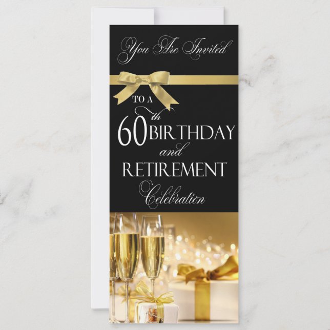 60th Birthday Retirement Combination Invitation (Front)