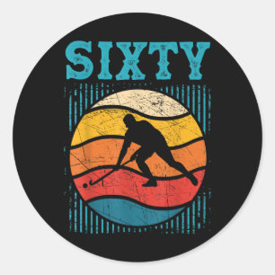 60th Birthday Retro Field Hockey 60 Years Old Man  Classic Round Sticker