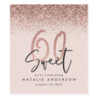 60th birthday rose gold girly glitter party favour