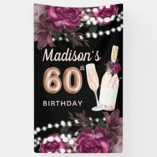 60th Birthday Rose Wine Luxury Banner