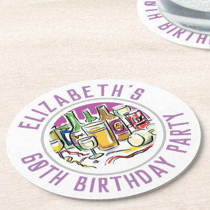 60th Birthday Round Paper Coaster