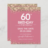 60th Birthday Save the Date Budget Invitation
